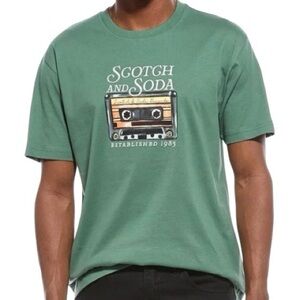 Scotch & Soda Olive Green Graphic T-Shirt, Medium